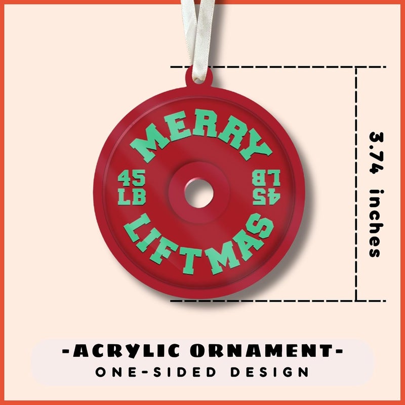 MAPDTWO Weight Lifting Ornament - Weightlifting Ornaments for Christmas Tree - Weightlifting Gifts for Men, Male, Weightlifters - Weight Loss Lifter Gifts - 2 Layered Acrylic Christmas Ornament 2025 - Image 2